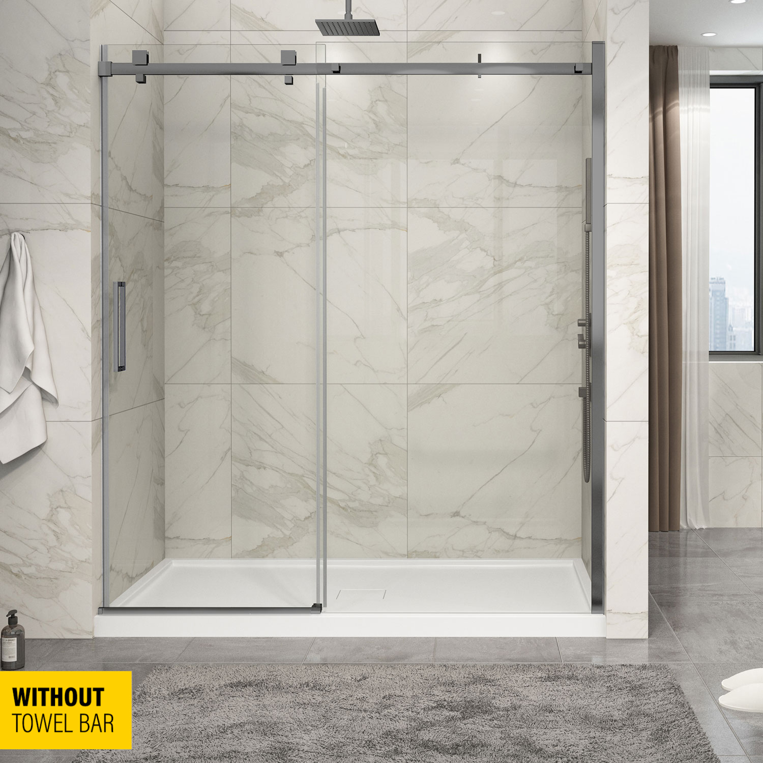 Shower base 72 x 36, in alcove, in matte white